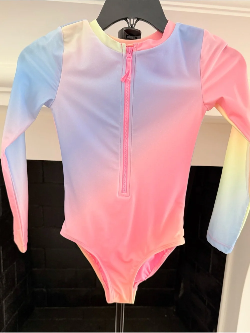 GAP Kids Long-Sleeve Ombre Zip Rashguard - Pink, Blue, Yellow